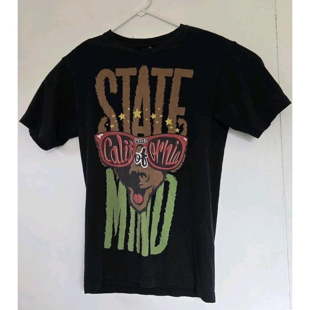 Vintage Volcom Mens T-Shirt Small California‎ State of Mind Black Skate Surf